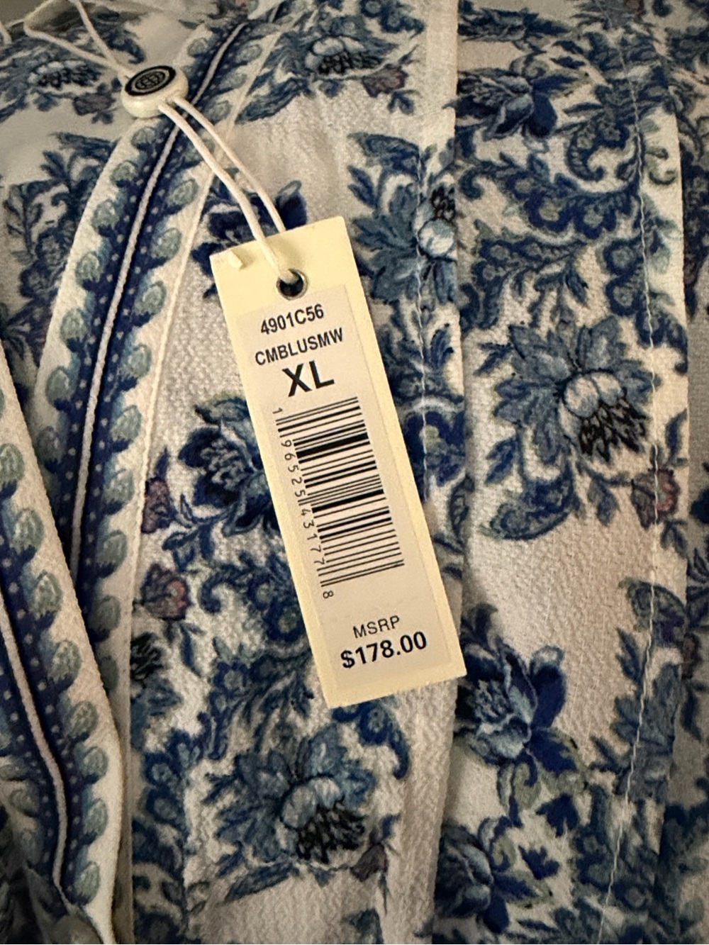Max Studio White Maxi Dress with Blue Floral Print - Picture 3 of 3